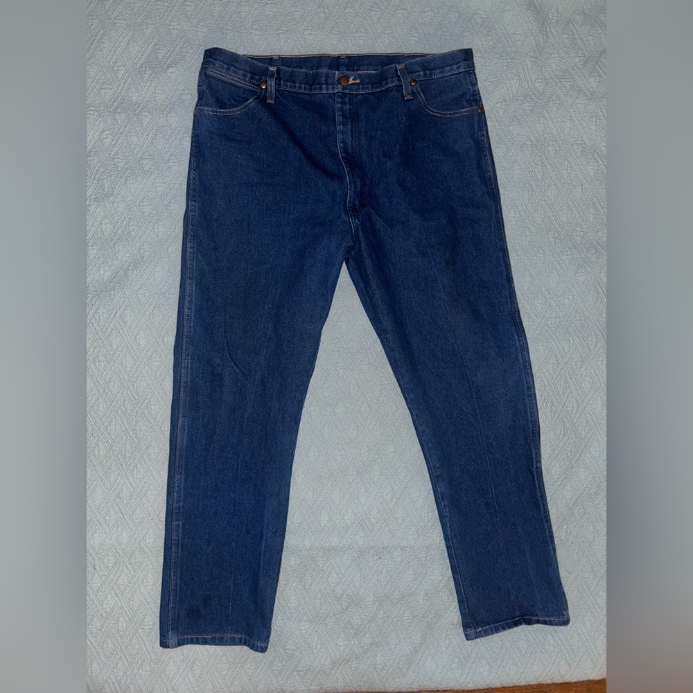 Wrangler 13MWZ Dark Blue Straight Jeans 42X32 - Picture 2 of 8